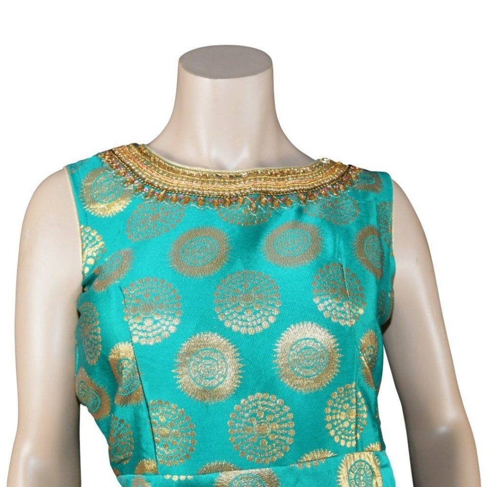 Brocade anarkali dress with hand embroidery - Picture 2 of 2